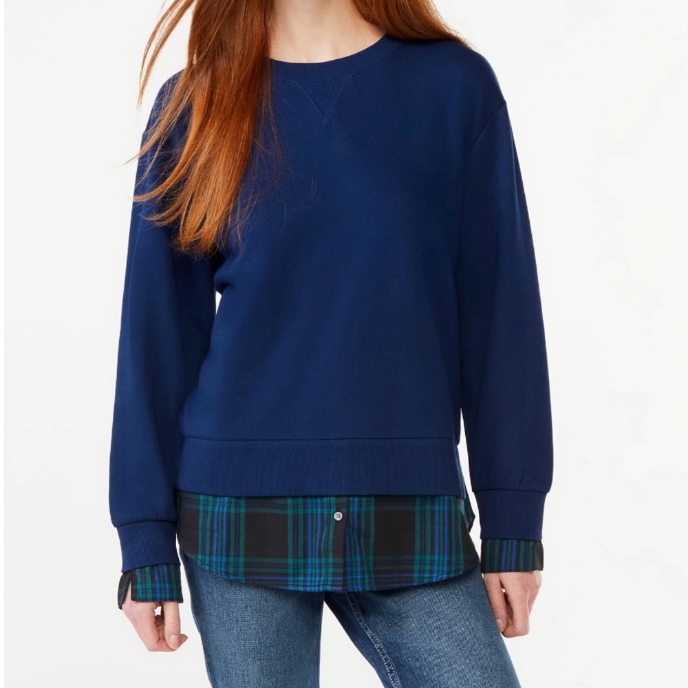 Free Assembly Women's Crewneck Sweatshirt Mixy Top with Long Sleeves. Size L.